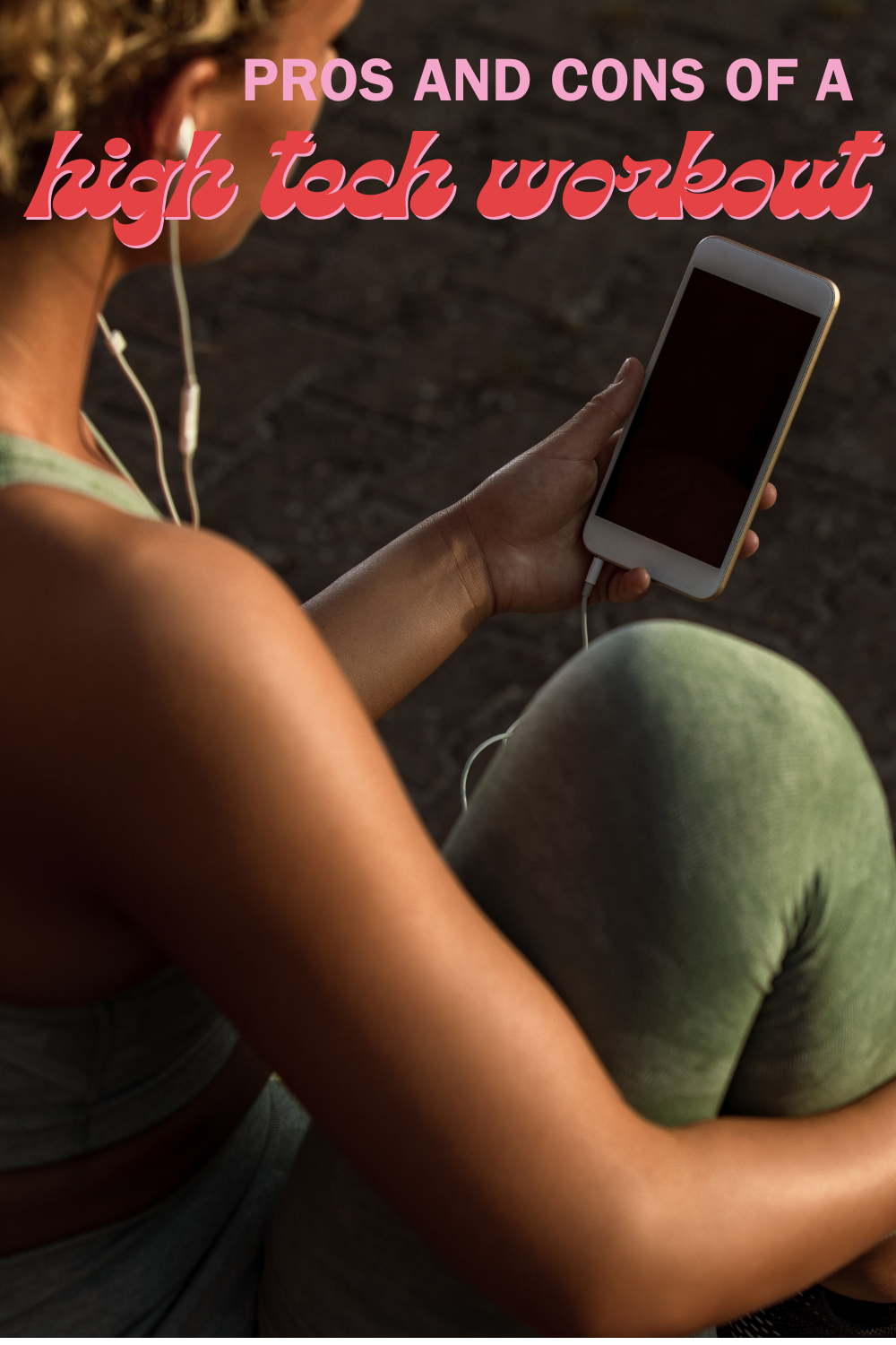 Girl jogging in forest with headphones 