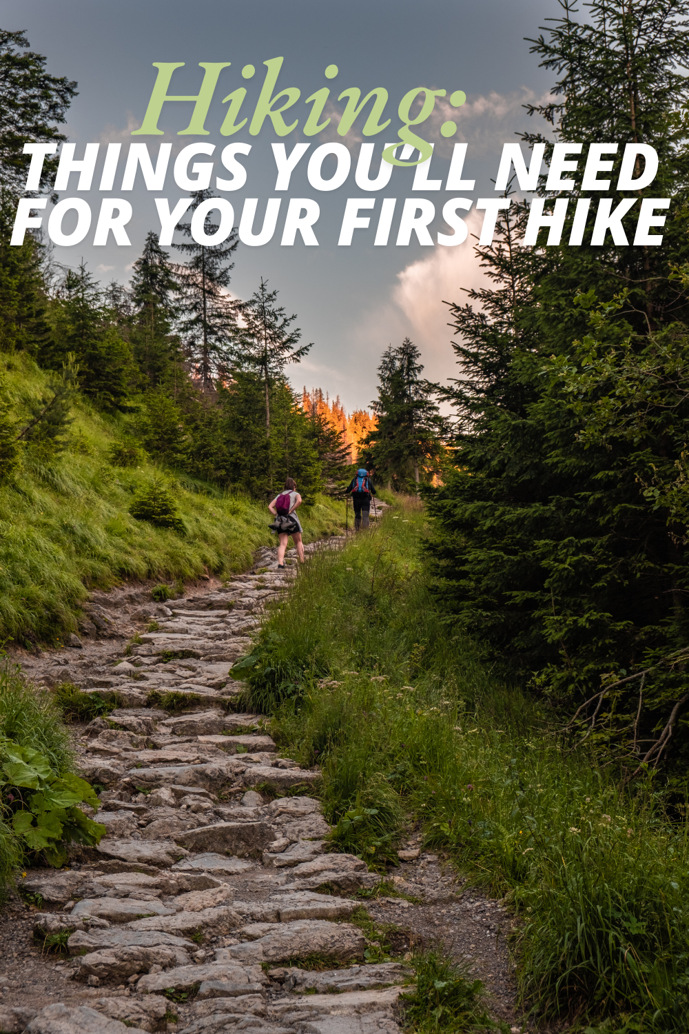 Man hiking with grasy mountains in background with a hiking stick 